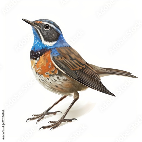 Vibrant Bluethroat Bird Illustration on White Background Generative AI photo
