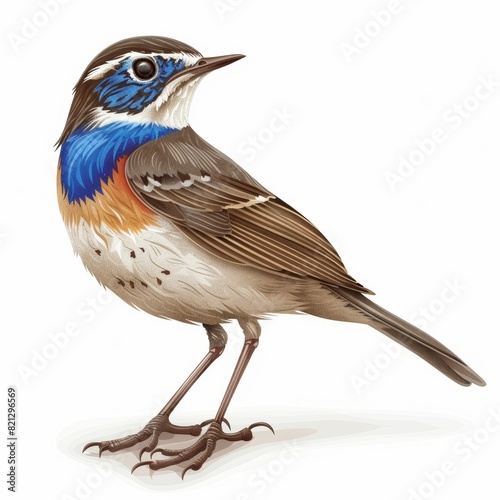 Vibrant Bluethroat Bird Illustration on White Background Generative AI photo