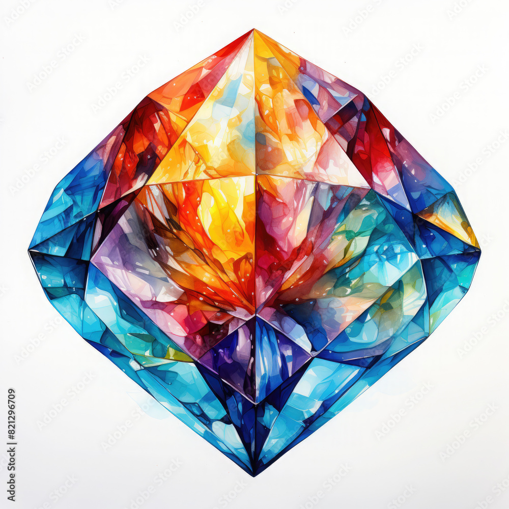 Watercolor Abstract Diamond Illustration, Generative Ai Watercolor Abstract Diamond Illustration, Generative Ai