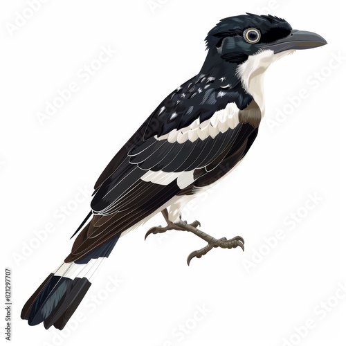 Vibrant Pied Cuckoo Bird Illustration on White Background Generative AI