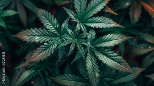 Highquality image of thriving cannabis plants during their blooming stage in a controlled indoor growing environment