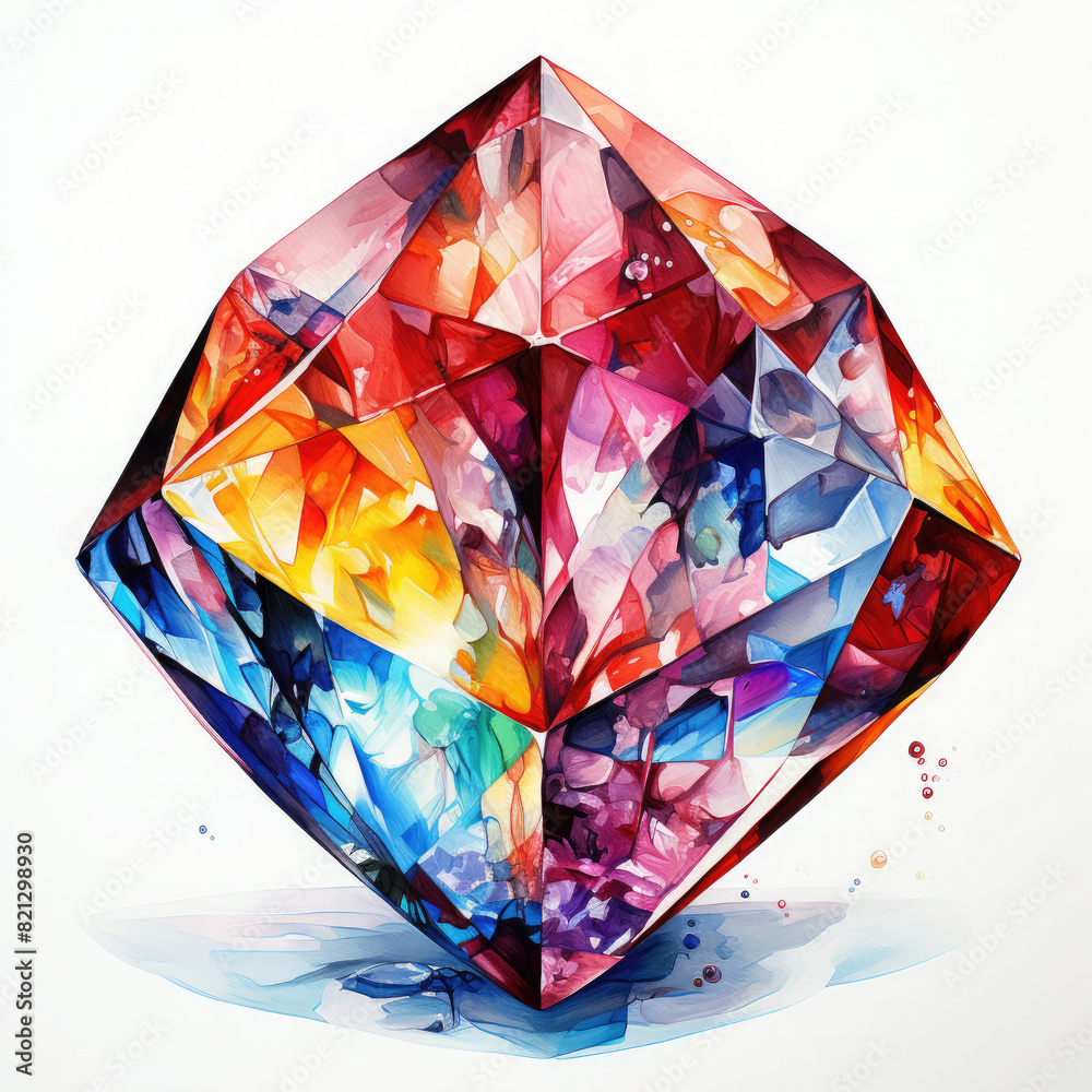 Watercolor Abstract Diamond Illustration, Generative Ai Watercolor Abstract Diamond Illustration, Generative Ai