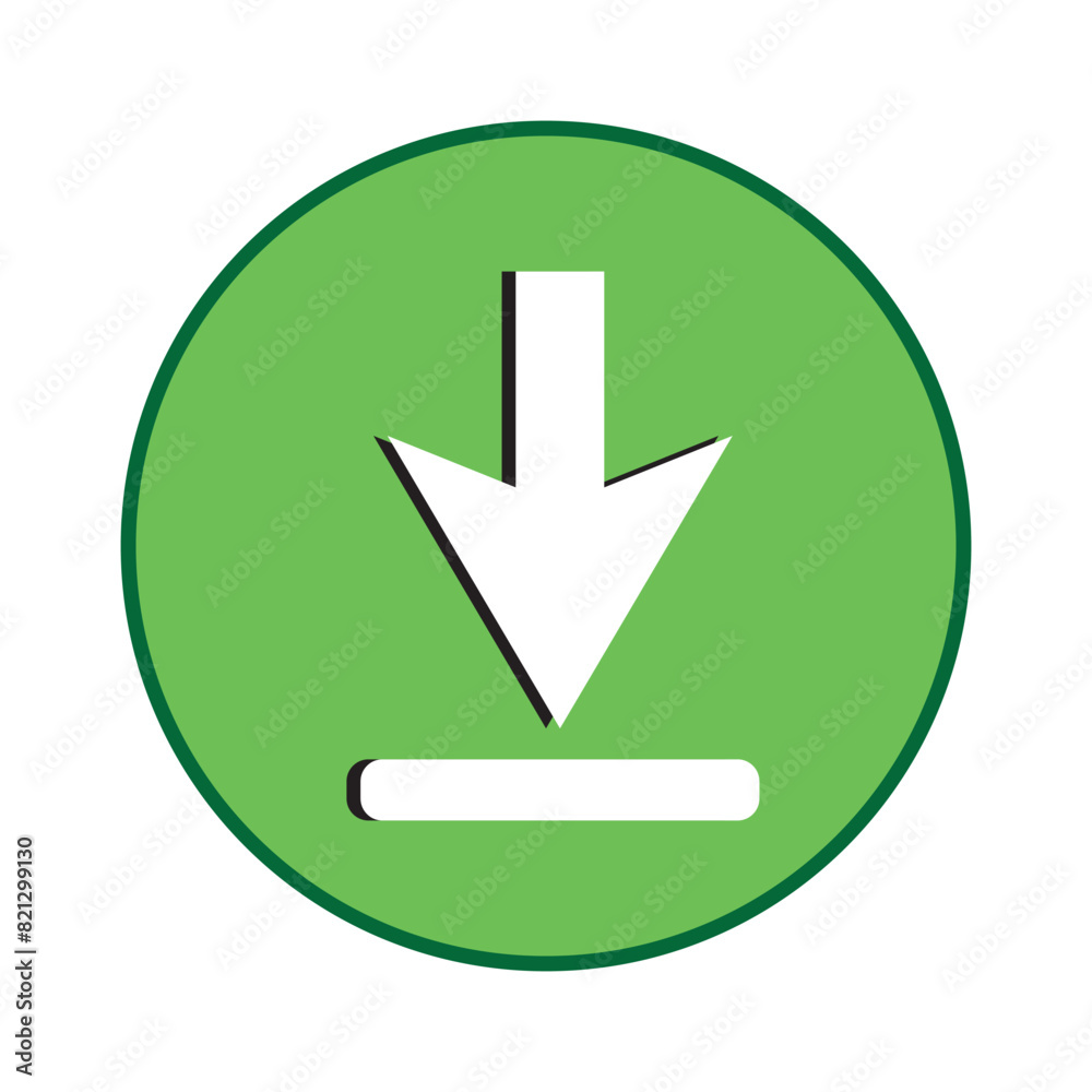 Download icon in circle on light background. Save file symbol. Download document saving, ui button, blue arrow. Outline, flat and colored style. Flat design. Vector illustration Download icon in circle on light background. Save file symbol. Download document saving, ui button, blue arrow. Outline, flat and colored style. Flat design. Vector illustration