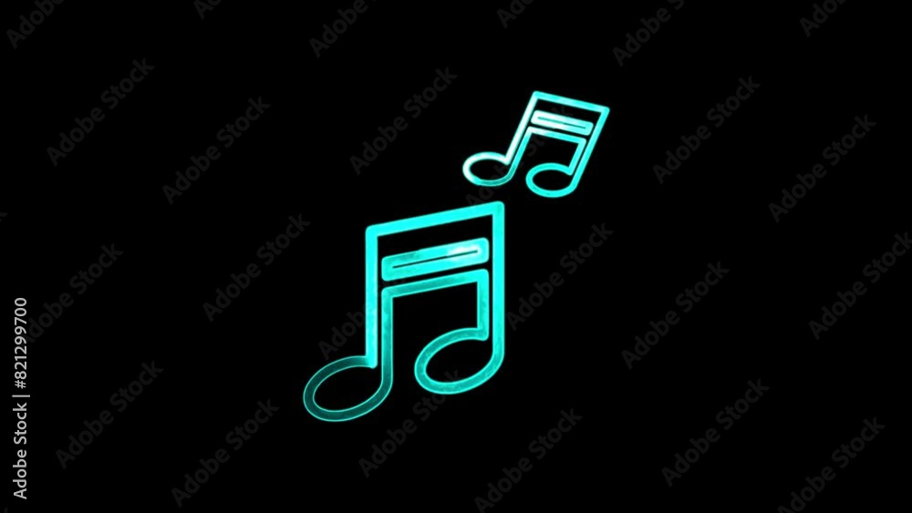 Glowing line musical note icon animation. Music note symbols. Glowing line musical note icon animation. Music note symbols.