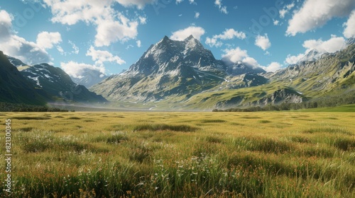 immensity and majesty of the alpine hills in the background. generative ai