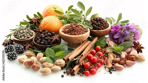 Herbs spices and fruit used in herbal medicine