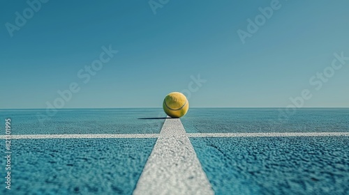 Tennis Ball on Edge of Tennis Court