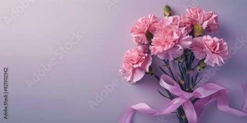 Pink Carnations Bouquet Tied With Ribbon
