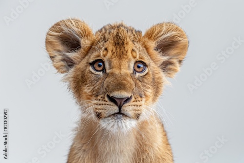 Young Lion Cub Staring at Camera