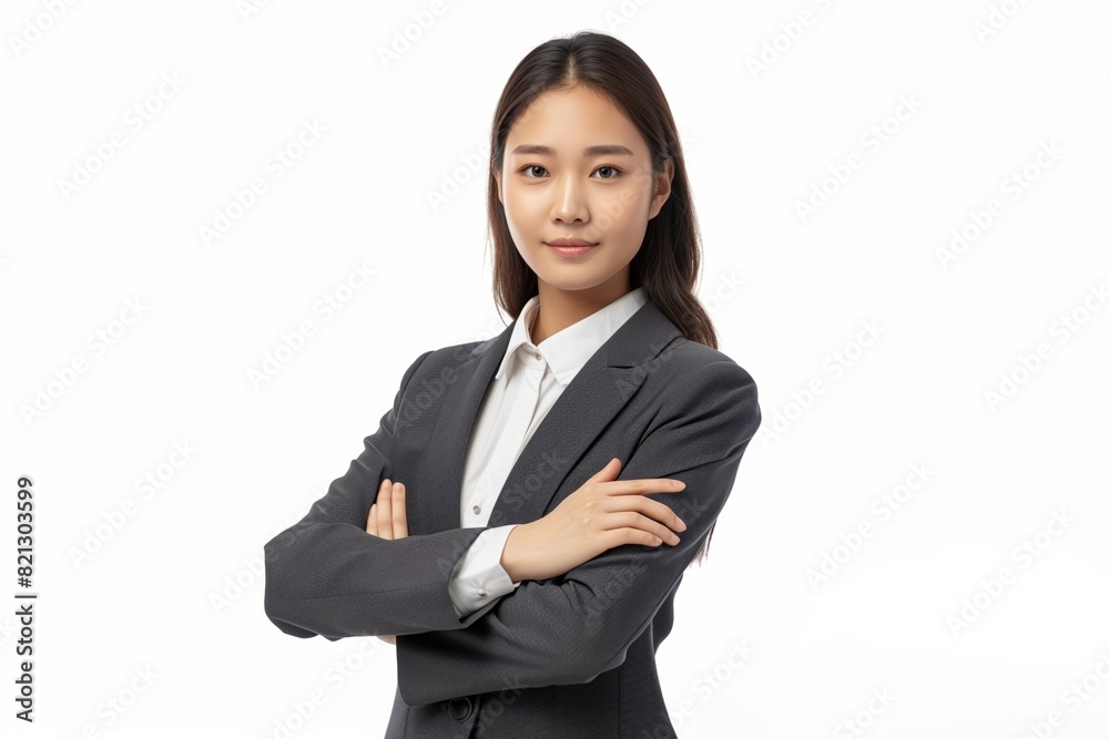 Confident Asian Businesswoman in Formal Suit with Arms Crossed Confident Asian Businesswoman in Formal Suit with Arms Crossed