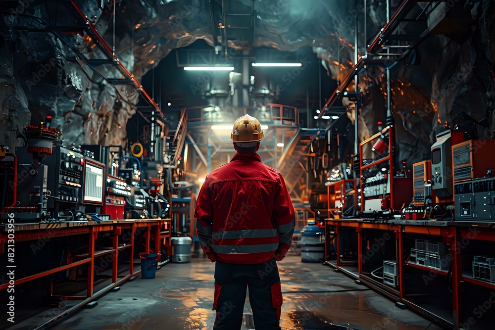 Fototapeta premium Expert Driller controlling drilling process with technical skill