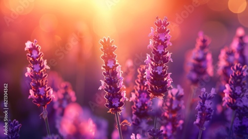Violet  crown chakra  sunrise over lavender plants  shot with dslr camera reflecting natural light  tranquil backdrop  generated with ai