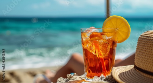 Person Relaxing on Beach With Drink