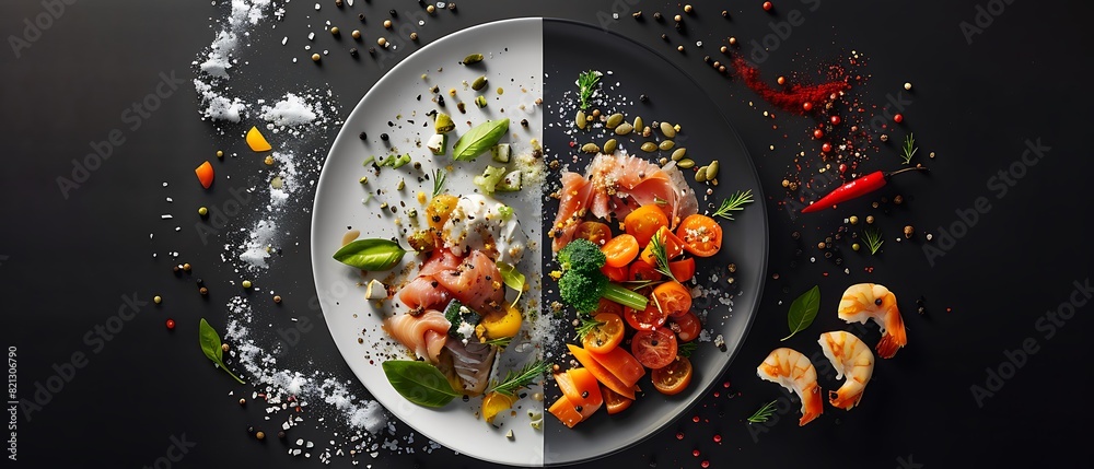 Creative Visual Division Banner Featuring Minimalistic Design and Dramatic Photorealistic Style for Ready Meals