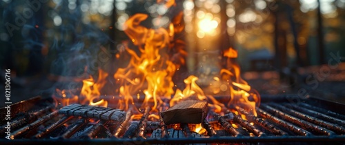 Close Up of Grill With Flames © olegganko