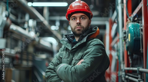 Man Wearing Red Jacket and Hard Hat