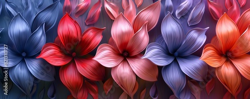 3D abstract tulip patterns with bold colors and clean lines  modern and dynamic