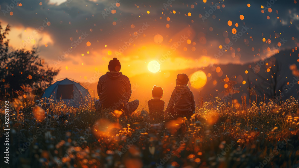 family having fun doing camping.generative ai family having fun doing camping.generative ai