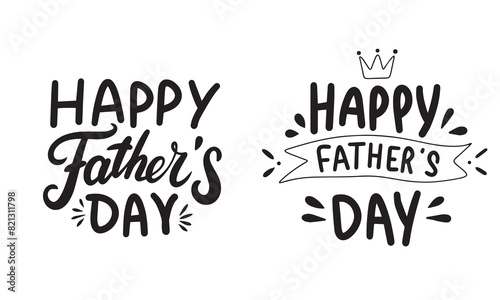 Collection of Happy Father s Day text. Hand drawn vector art.