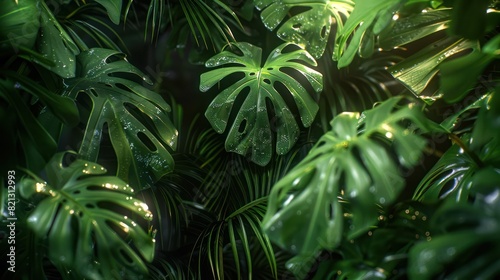 Montera Leaves Wallpaper. Tropical background