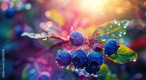 Close Up of Blueberries With Water Droplets photo