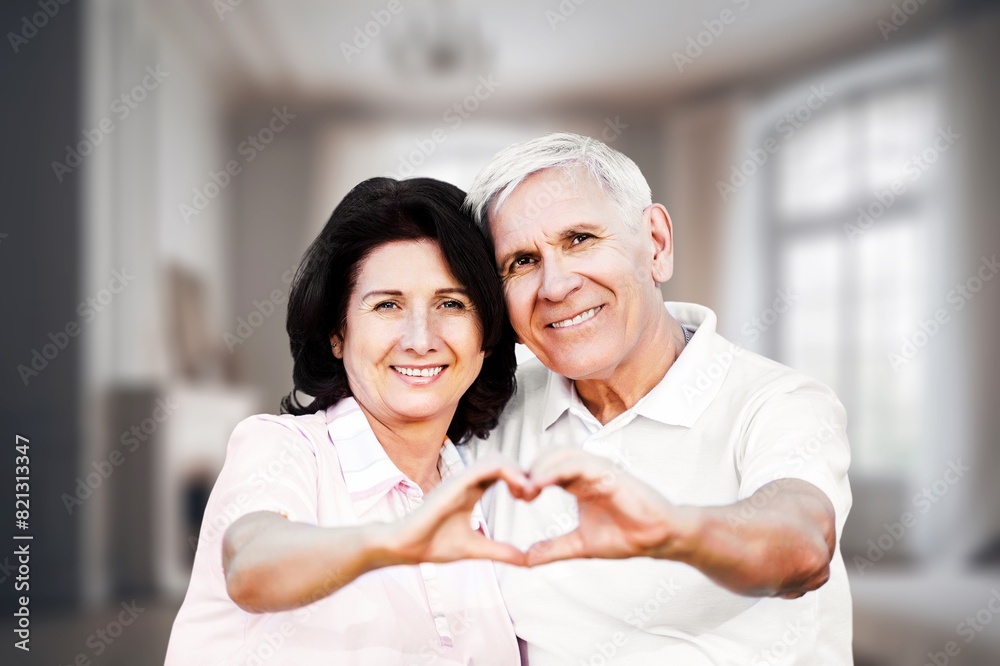 Cheerful husband and wife romantic old couple