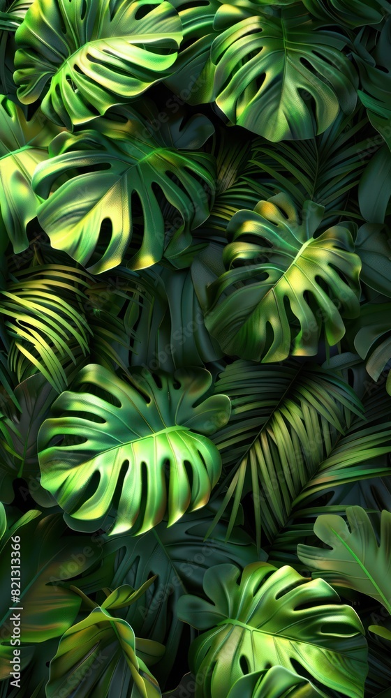 Montera Leaves Wallpaper. Tropical background Montera Leaves Wallpaper. Tropical background