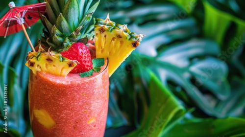 Pink Strawberry Smoothie With Garnish