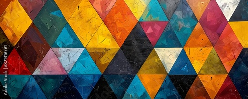 geometric patterns in vibrant colors, interlocking triangles