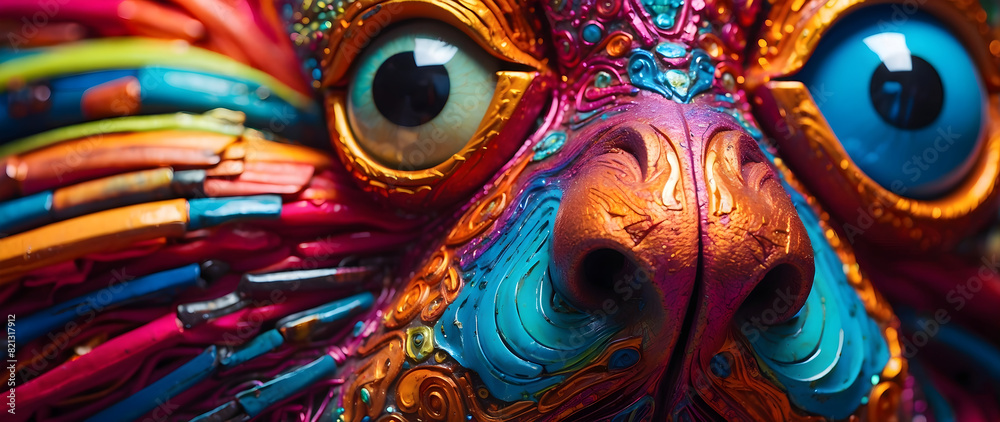 A psychedelic cat closeup. A psychedelic cat closeup.