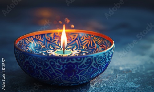 Illuminated Candle on Table