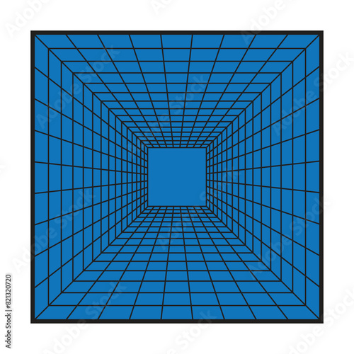 tunnel line depth illusion art depth 3d. box design elements for ID cards, presentations, and others. Optical illusion design elements. diaphragm depth vector drawing.