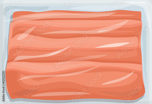 Graphic representation of salmon fillets in vacuumpacked packaging, isolated on white photo