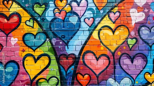 Vibrant graffiti art depicting LGBTQ+ symbols and messages of love and acceptance