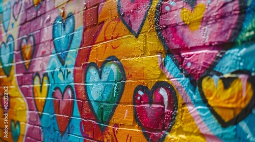 Vibrant graffiti art depicting LGBTQ+ symbols and messages of love and acceptance