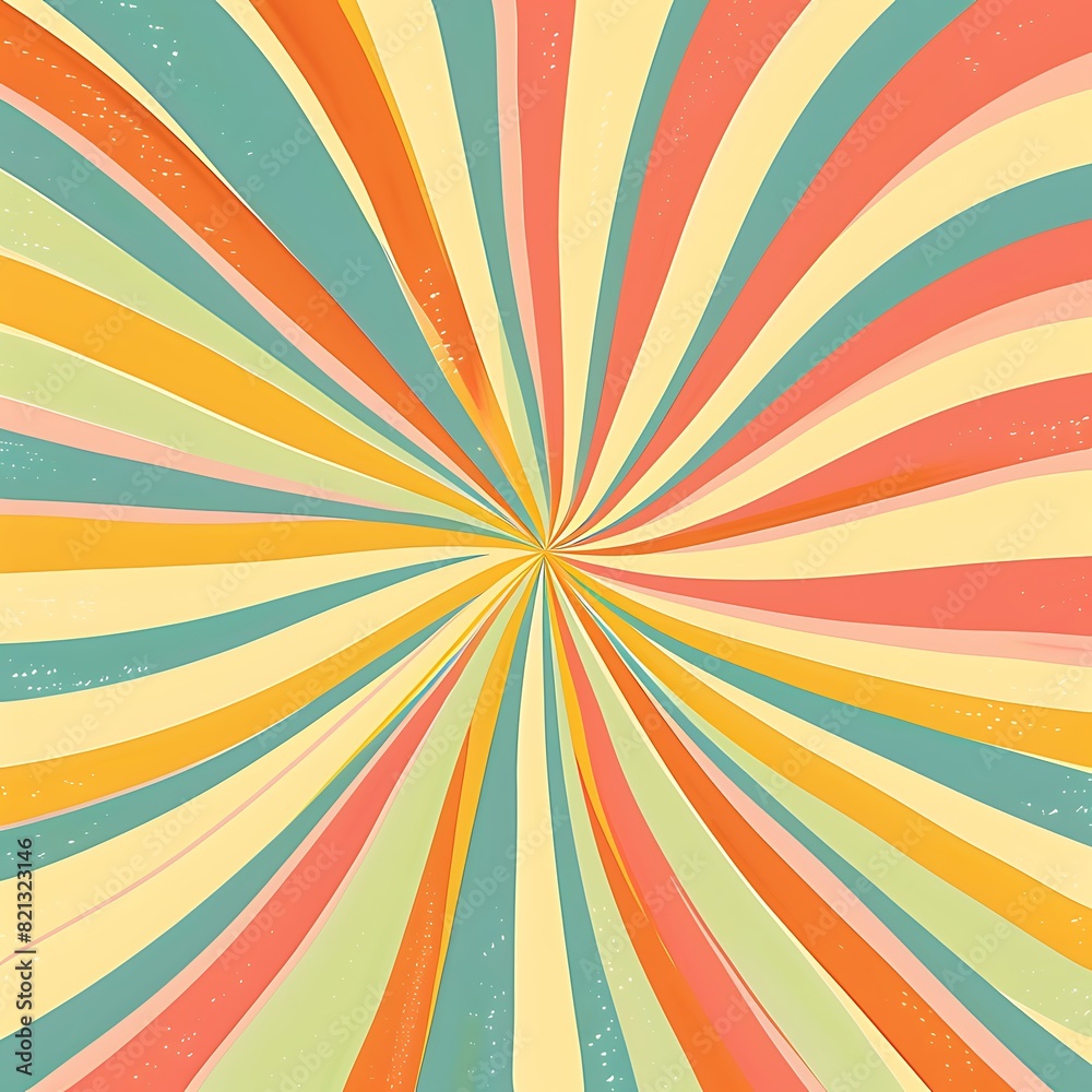 Retro seventies stripes sunrays vector background design
