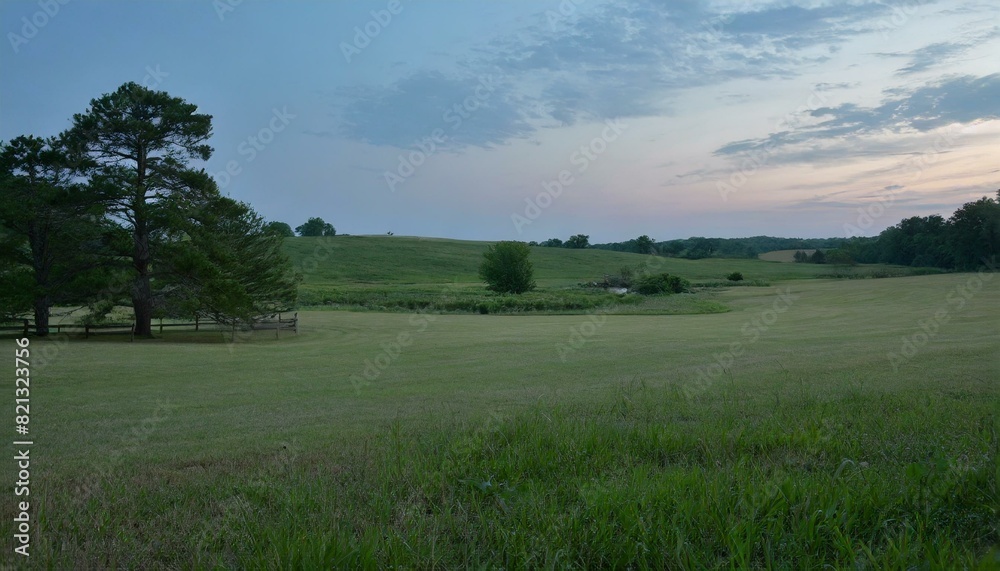 A peaceful meadow at dusk