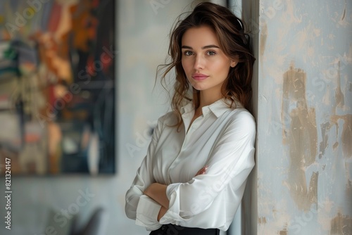 Woman Leaning Against Wall With Arms Crossed