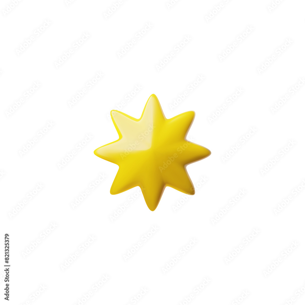 Obraz premium Bright yellow 3D star icon vector illustration