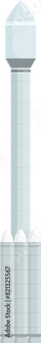 Vector illustration of a sleek, modern rocket ready for space exploration, isolated on a white backdrop