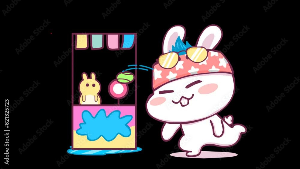 Animated Rabbit Throwing Ball at Funfair Transparent Background Animated Rabbit Throwing Ball at Funfair Transparent Background