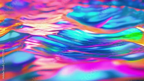 Liquid waves that move and dance in a zero-gravity space environment, reflecting the colors of the galaxy, 4K High-Quality Background Video photo