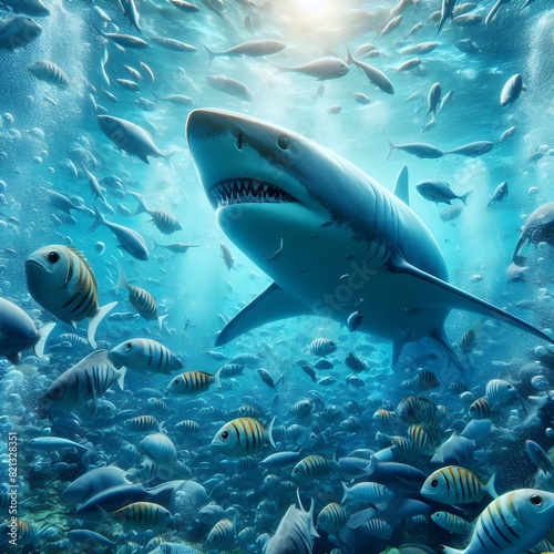 shark in the sea - under the sea image