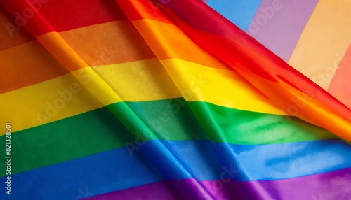 raised  shiny lgbt flag with bright colors  graphic  background texture close-up  macro shot of fabric  textiles  synthetics  queer pride month