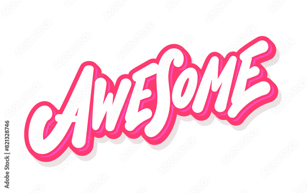 Awesome word. Vector handwritten lettering sticker.