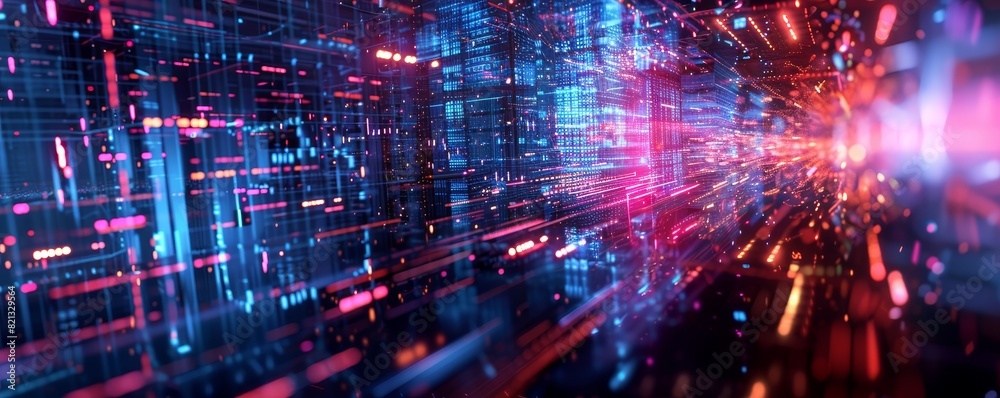 Abstract digital data flow in a futuristic technology tunnel with bright glowing lights and lines. Perfect for tech and innovation visuals. Abstract digital data flow in a futuristic technology tunnel with bright glowing lights and lines. Perfect for tech and innovation visuals.
