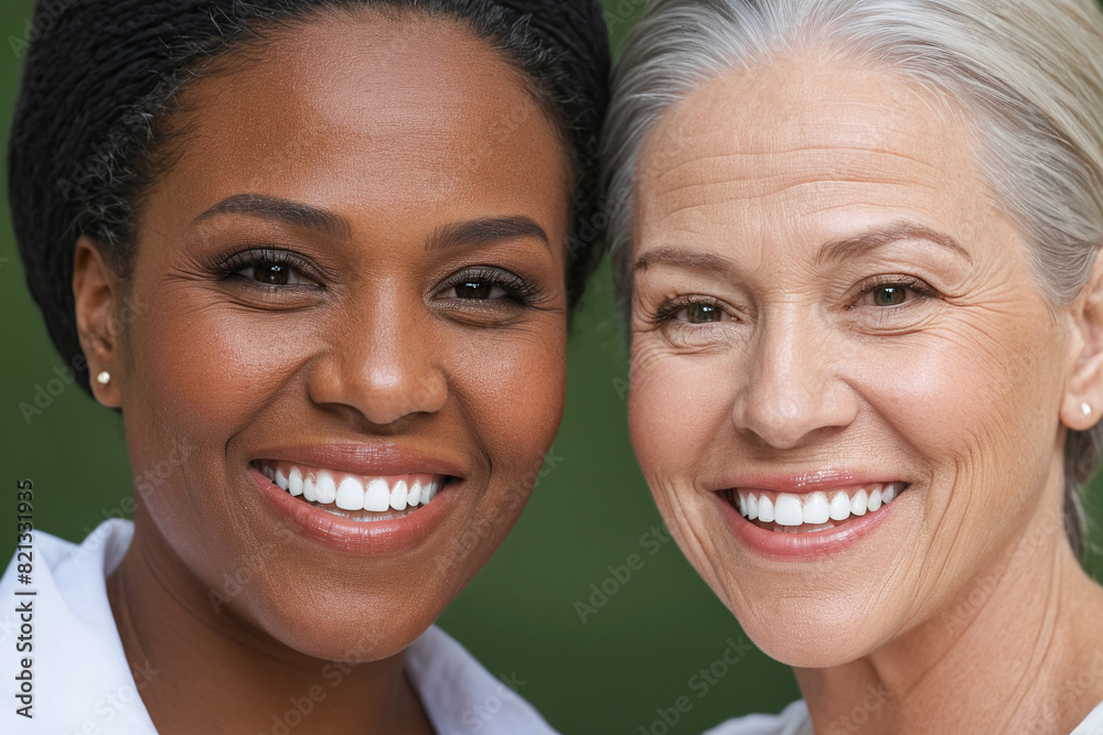 Studio Photoshoot of Interracial Senior Lesbian Couple Celebrating Unity Studio Photoshoot of Interracial Senior Lesbian Couple Celebrating Unity
