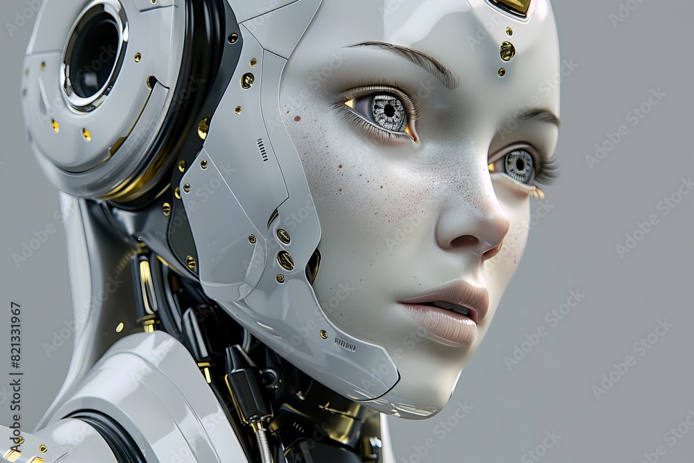 Futuristic Robot Female Portrait. Futuristic Robot Female Portrait.