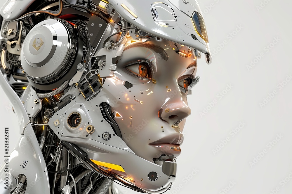 Futuristic Robot Female Portrait. Futuristic Robot Female Portrait.