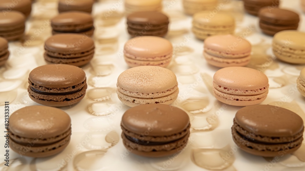macarons in an orderly pattern on a clean, flat surface, showing a variety of colors generative ai macarons in an orderly pattern on a clean, flat surface, showing a variety of colors generative ai